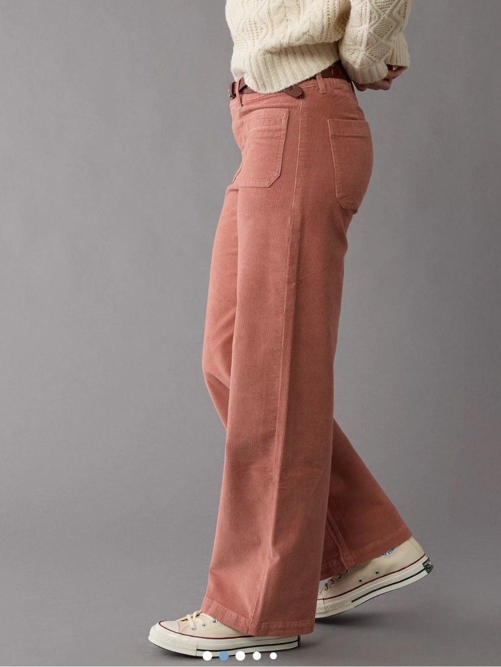 American Eagle Stretch Corduroy Low-Rise Baggy Wide-Leg Pants | Size 6 Long